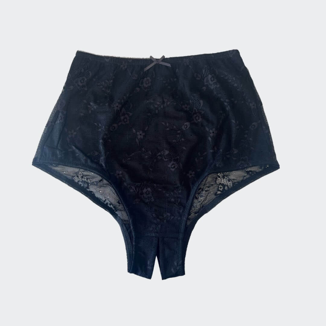 Rose Lace Ostomy Crotchless Knickers - Indulge in the epitome of femininity and comfort with our Rose Lace Crotchless Knickers. Designed to enhance your intimate moments, these exquisite knickers feature an open crotch, adding a touch of playfulness to yo