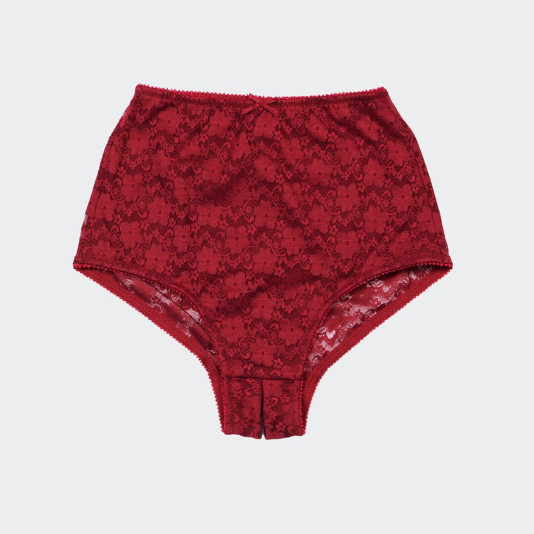 Rose Lace Ostomy Crotchless Knickers - Indulge in the epitome of femininity and comfort with our Rose Lace Crotchless Knickers. Designed to enhance your intimate moments, these exquisite knickers feature an open crotch, adding a touch of playfulness to yo